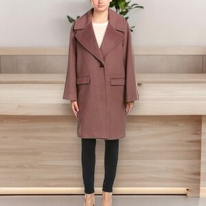 Badgley Mischka Women's Oversized Wool Cocoon Coat Lavender Mist Sz Large